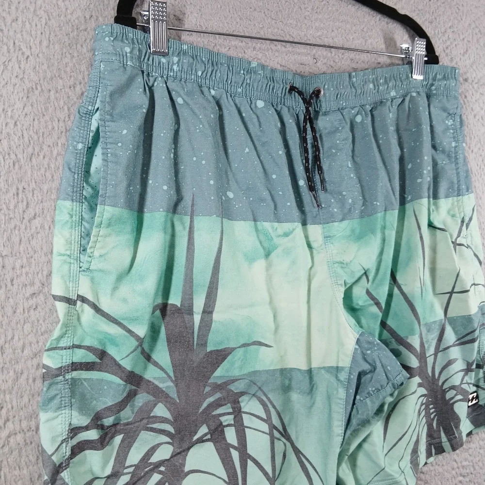 Billabong Laybacks Board‎ Shorts Tropical Teal Green Palm Print Mens Size XL